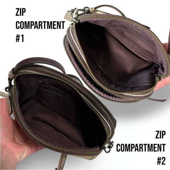 Coach Camera Bag Convertible Clutch Sadie Pebble Leather Cross Body Gold | 59952 - Picture 14 of 15